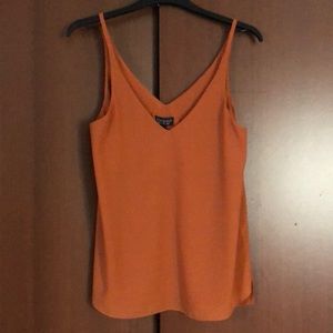 TOPSHOP V-Front Cami Top in Burnt Orange